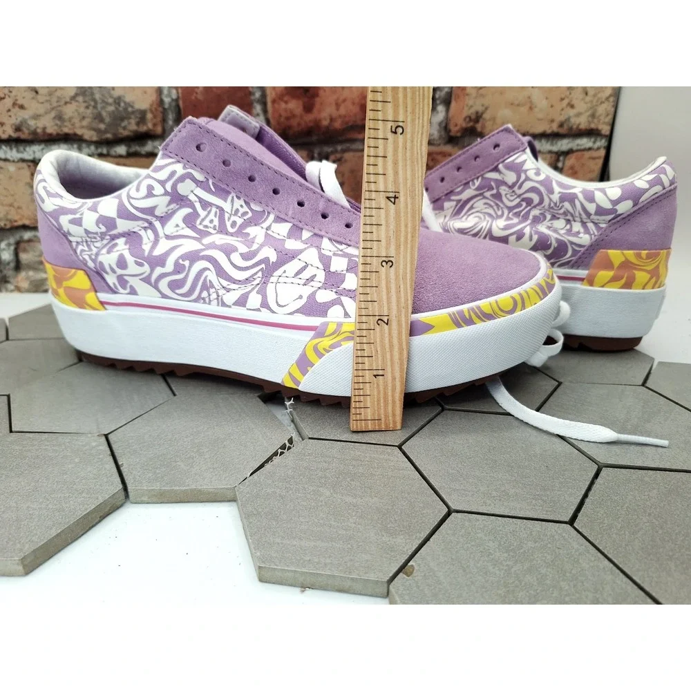 Vans Old Skool Stacked Lugged Wavy Daze Lilac 2in Platform Shoes Women's Sz 8 - Picture 2 of 10